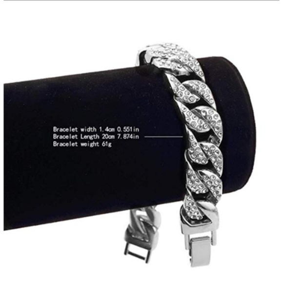 NEW! Mens Curb "Cuban" Silver Wrist Chain - Picture 3 of 7